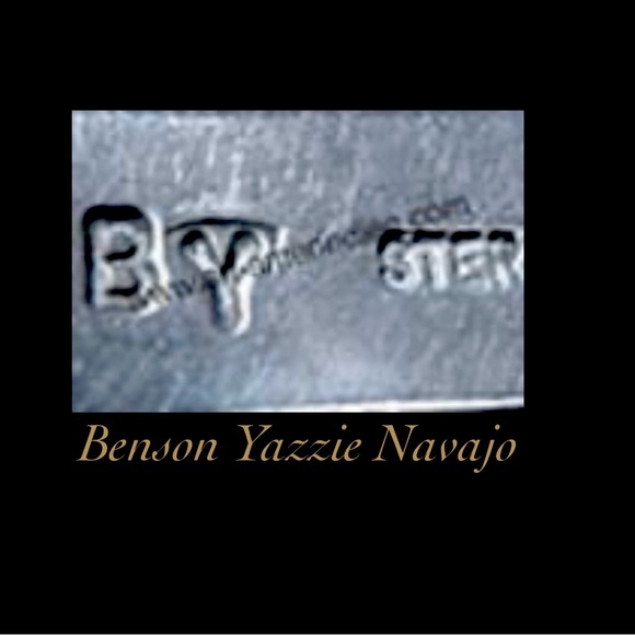 Signed - Benson Yazzie, Navajo. Vntg Sterling Turquoise Coral Slave Cuff / Ring - Picture 4 of 5